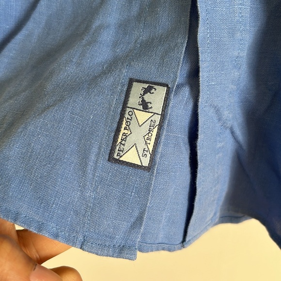 Peter polo blue linen long sleeve shirts - Picture 9 of 9